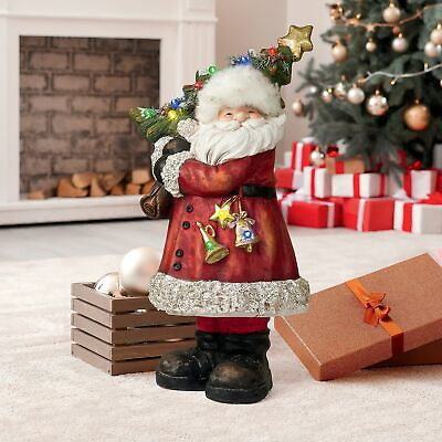 #ad SANTA WITH A SPARKLING TREE STATUE $240.90