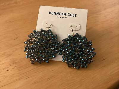 #ad Kenneth Cole Blue Beads Dangle Earrings Pierced Ears $14.99
