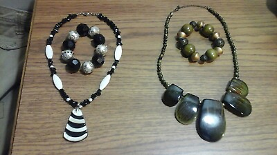 Lot of 2 Womens Fashion Jewelry Sets Necklace And Bracelet 1 is 18K GP $11.49
