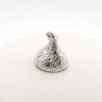 #ad Sterling Silver Hershey Kiss Kisses Solid Charm Pendant Chocolate Candy 13gr $118.75