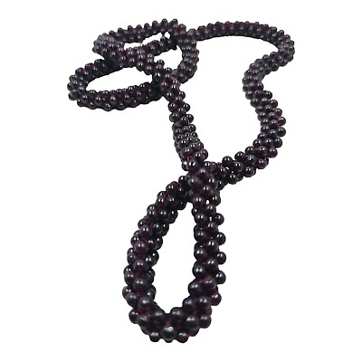 #ad Vintage GARNET BEAD ROPE Endless Necklace  26quot; 106g $75.00