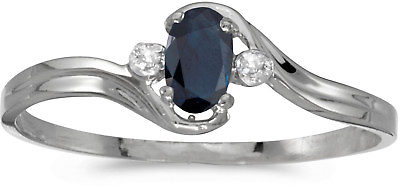 #ad 10k White Gold Oval Sapphire And Diamond Ring CM RM1678W 09 $229.95