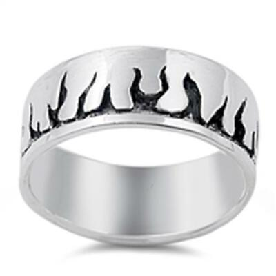 #ad .925 Sterling Silver Flame Band Fashion Ring New Size 5 13 $31.37