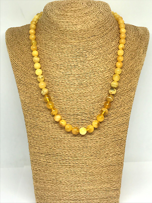 #ad #ad Amber Necklace Gift Round Beads Yellow BALTIC AMBER Authentic Jewelry 22g 18510 $223.27