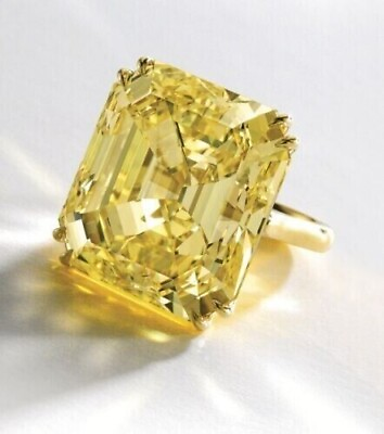 #ad 4.00Ct Emerald Cut Lab Created Canary Yellow Diamond Ring 14k Yellow Gold Finish $117.93