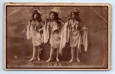 #ad Three Beautiful Flapper Girls Sexy Fashion Three Of A Kind Postcard 1919 CREASED $8.99