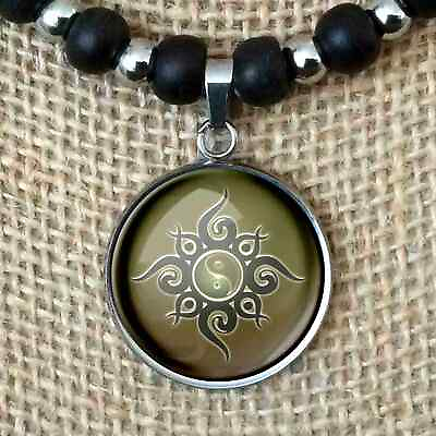 #ad Tribal Yin Yang Sacred Geometry Chinese Pendant Leather Necklace Men#x27;s Women#x27;s $12.00