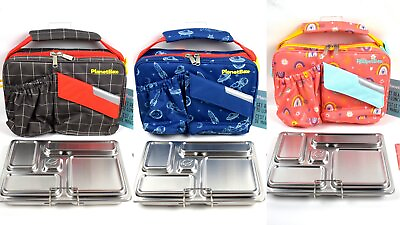 #ad PlanetBox Rover 5 Compartment Stainless Steel Lunch Box amp; Carrier Bag Set $39.98