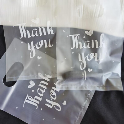 #ad #ad 100Pcs Mini Thank You Plastic Gift Bags Wedding Candy Bags Shopping Carrier B Jo $6.85