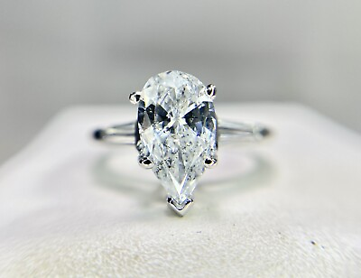 #ad Art Deco Platinum Natural Pear Shape Baguette Cut Diamond Engagement Ring $2499.00