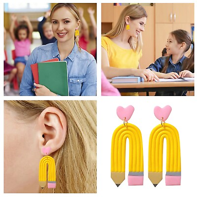 #ad Earrings Gift for Women Girls Pencil Shape Teacher Drop Dangle Earrings Jewelry $1.49