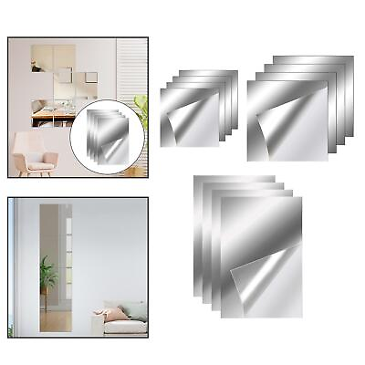 #ad 4x Square Wall Mirror Tiles Flexible Mirror Sheets Acrylic Full Body Mirror $9.81