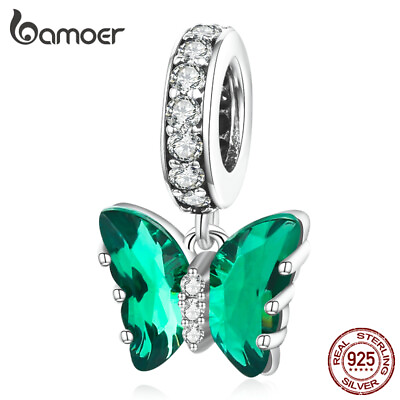 #ad #ad BAMOER New Women DIY Charm S925 Sterling Silver Green CZ Butterfly For Bracelet $9.99