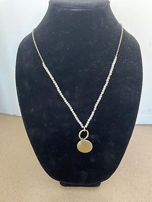 #ad Lucky Brand Pendant Necklace Beads Gold Disc 28quot; NEW F35 $8.00
