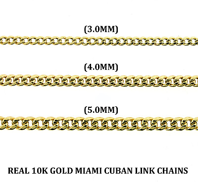 #ad Real 10K Yellow Gold 3mm 4mm 5mm Miami Cuban Link Chain Necklace 16quot; 30quot; $479.99