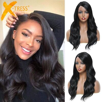#ad Synthetic Lace Wig Side Part 22 inches Long Body Wave Hair Cosplay Wig L Part $46.71