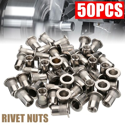 #ad Useful Rivet nut Auto Screw Silver 50pcs Fastener Flat head Insert M6 Nuts C $28.25