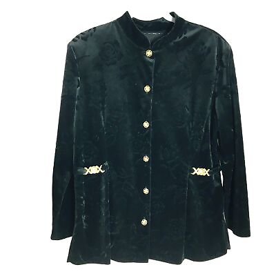 #ad Vintage Steampunk Jacket L Black Goldtone Medusa Versace like Waist Hardware 90s $58.00