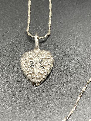 #ad Danecraft Sterling Silver Necklace with Sterling Heart Pendant $15.90
