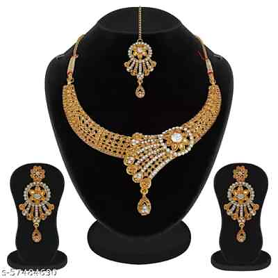 #ad #ad Indian Bollywood Austrian Diamond Studded Necklace Set for Girls Women Jeweller $28.49
