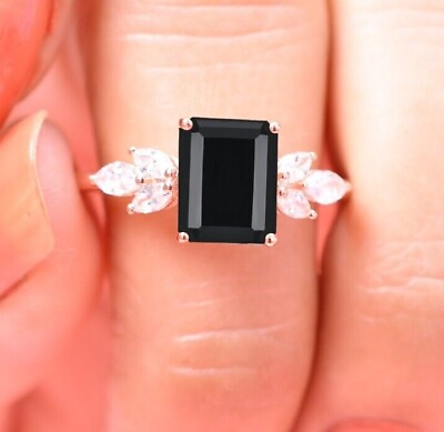 #ad Emerald cut black onyx ring Bridal Ring Promise Ring Anniversary Gift Onyx Rings $71.99