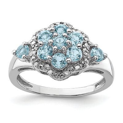 #ad Silver Rhodium Diam. amp; Light Swiss Blue Topaz Ring QR3064LSBT $59.11