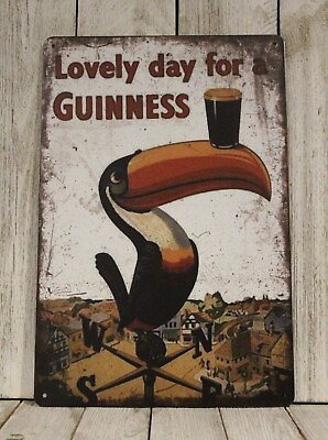 #ad Guinness Beer Tin Sign Metal Poster Bar Irish Pub Lovely Day Toucan Vintage Ad $10.97