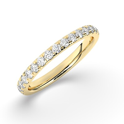 #ad 18K Yellow Gold E VS Lab Grown Round Cut Diamond Eternity Ring $731.50