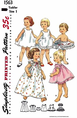 #ad Simplicity #1563 Fabric Sewing Pattern Toddler Girl SLIPS Pajama Nightgown 1 2 3 $5.99