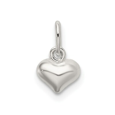 #ad Sterling Silver 925 Polished Puffed Tiny Heart Charm Pendant 0.48 Inch $9.18
