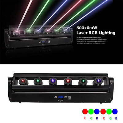 #ad Laser Moving Head Light Bar 6x500mw 6 Eyes RGB Stage Beam DJ Disco Party Lightin $340.20