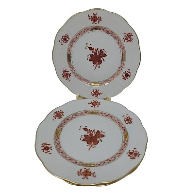 #ad Set 3 Herend Chinese Bouquet Rust Vintage DESSERT PLATES 6 1 2quot; 516 1 2 AOG $190.00