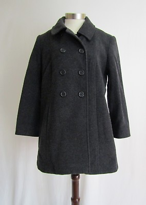 #ad Womens BASS Wool Pea Coat Jacket Dark Gray Double Breasted Lined Size M $29.95