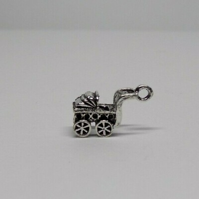 #ad 10pc Lot 3D Baby Buggy Stroller Carriage Tibetan Charms Jewelry Crafts J291 $8.30