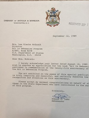 #ad Antiguan Ambassador To U.S L.K. McGrath ORIGINAL TYPED amp; signed Letter 1989 $20.00
