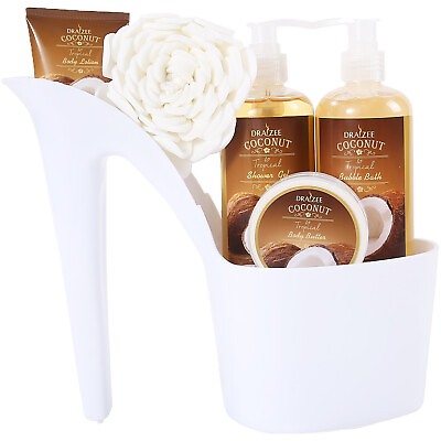 Draizee Spa Gift Set – Coconut Scented Bath Essentials Gift Basket For Women $27.99