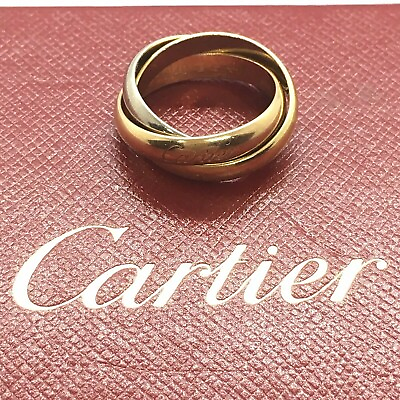 #ad Cartier 18K Tri Color Trinity Rolling Ring 3.5mm wide Hallmarked Signed Size 5 $988.00