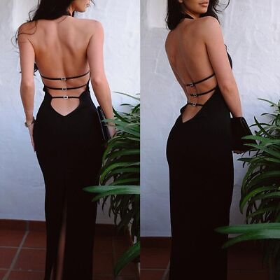 #ad Sexy Womens Backless Party Bodycon Maxi Dress Evening Cocktail Elegant Ball Gown $15.19