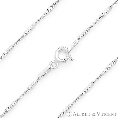 #ad Pave Bar Bead amp; Cable Link 925 Sterling Silver amp; Rhodium Italian Chain Necklace $26.39