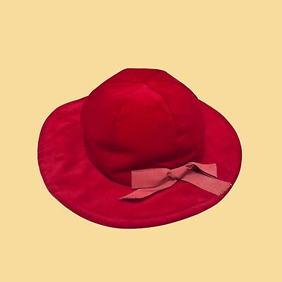 #ad 50s red brim hat by Mr. Herbert vintage red hat with velvet texture amp; ribbon $45.00