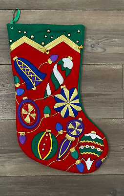 #ad 18quot; Christmas Colorful Embroidered Stocking Sack Ornaments Decor gift $19.98
