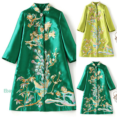 #ad Women Chinese Style Retro Embroidered Tang Jackets Satin Single Windbreaker Hot $80.98