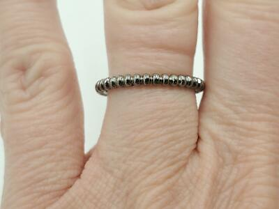 #ad QVC Simply Stacks 925 Sterling Black Rhodium Bead Ring Size 6 Retails $37.50 $7.50