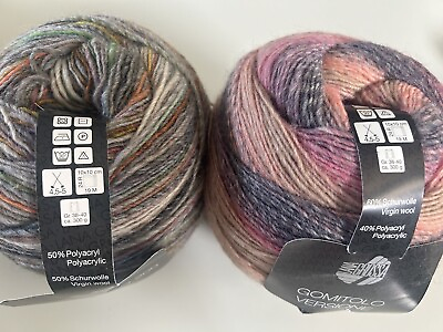 #ad 2 Skeins Gomitolo Lana Grossa Multicolor Soft Wool Blend Italy $24.85