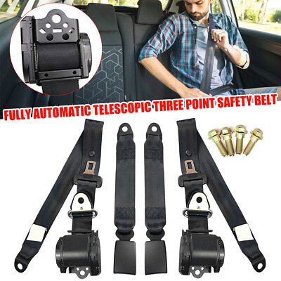 #ad 2 Set 3 Point Retractable Car Safety Seat Belt Lap Diagonal Belt Adjustable band $39.99