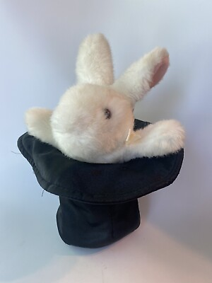 #ad VTG Jerry Elsner White Rabbit Black Magician’s Hat Plush Puppet Stuffed Animal $19.99
