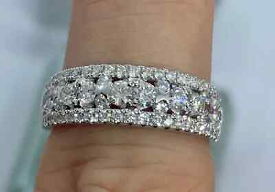 Half Eternity Gift Wedding Band Ring 2Ct Simulated Diamond 14K White Gold Plated $89.99