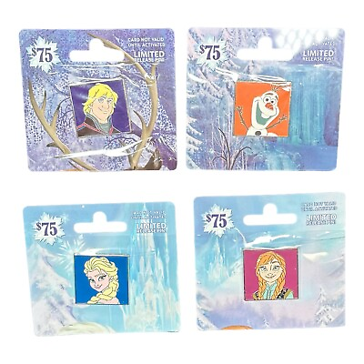 2014 Disney Parks set of 4 Frozen Gift Card Pin Set NO CASH VALUE $35.95
