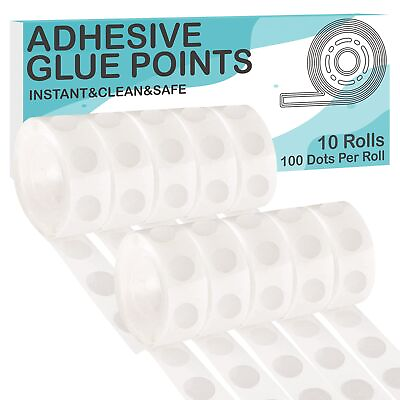 #ad ALLFUN 1000 Pieces Clear Glue Points Dots Double Sided Adhesive Removable for... $12.19
