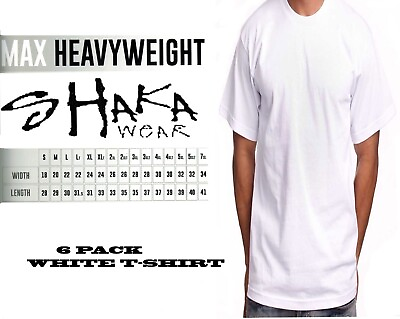 #ad 6 Pack Shaka Wear Mens Max Heavyweight T shirt White Basic Plain Tee $103.24